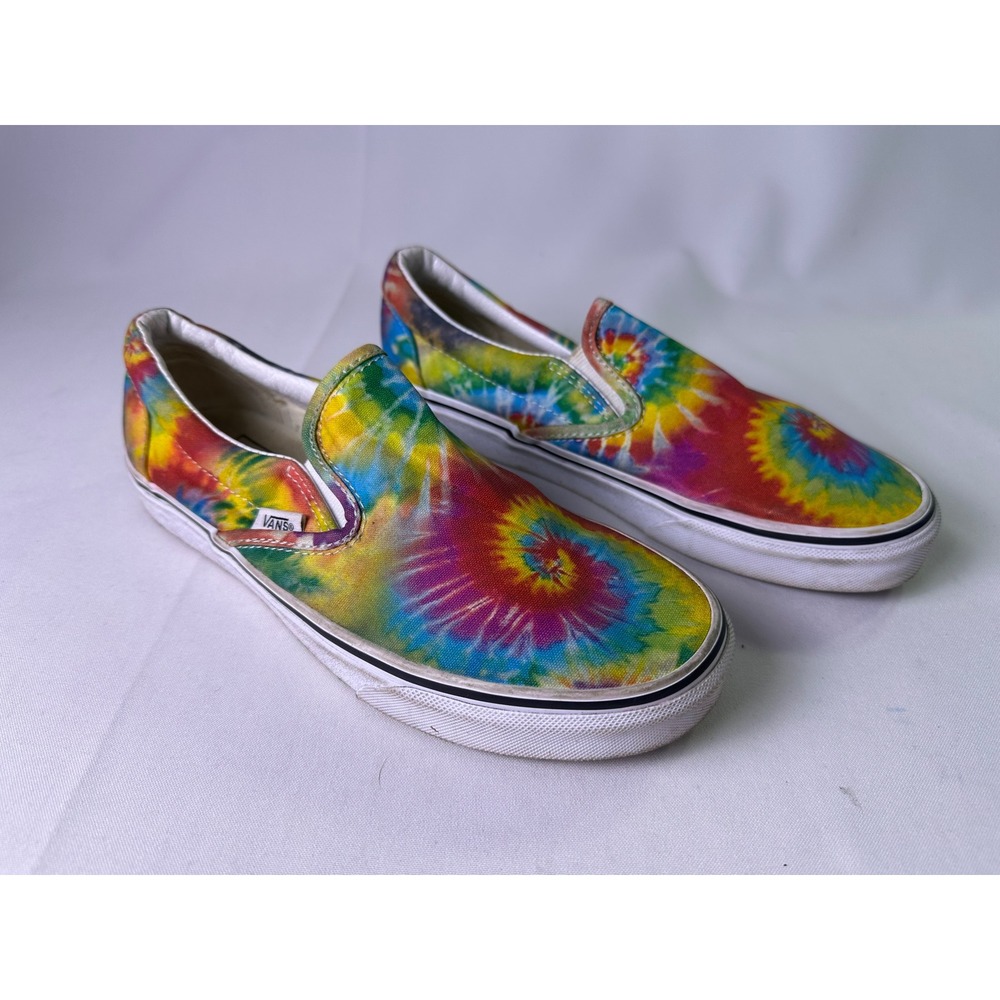 Vans Asher Tie Dye Slip On Shoes Multi Color Spiral Canvas Sneakers Womens 7.5‎ - Picture 12 of 14